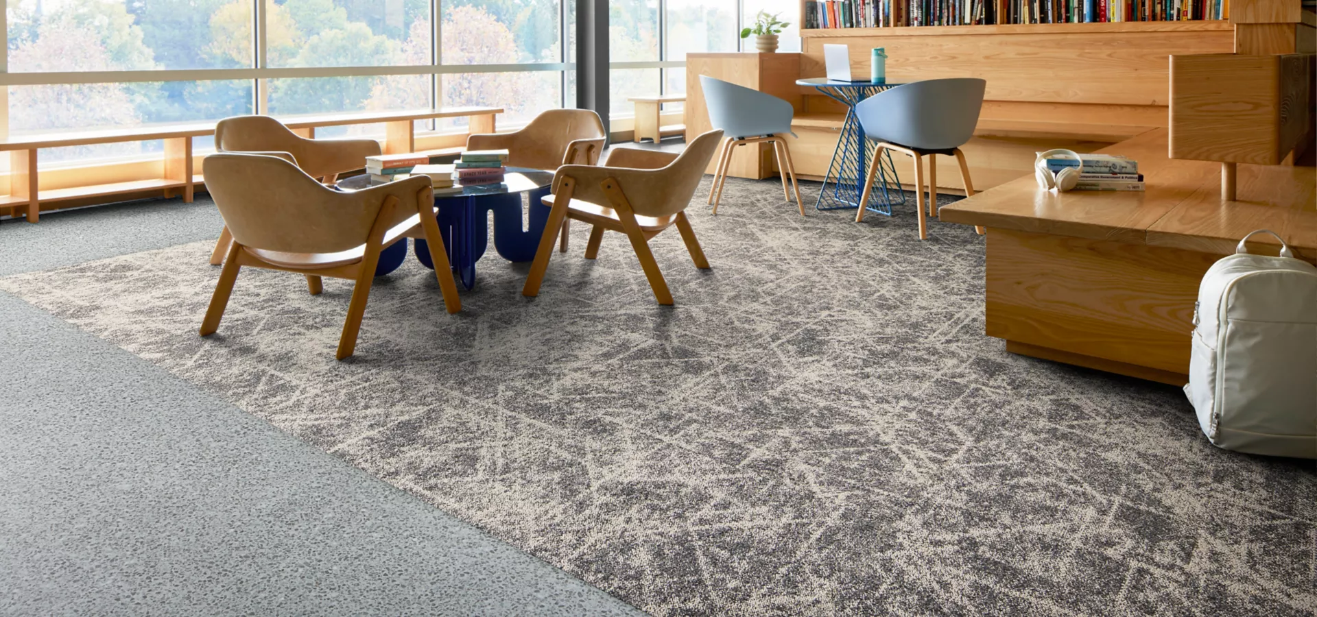 Office space with modular carpet tile