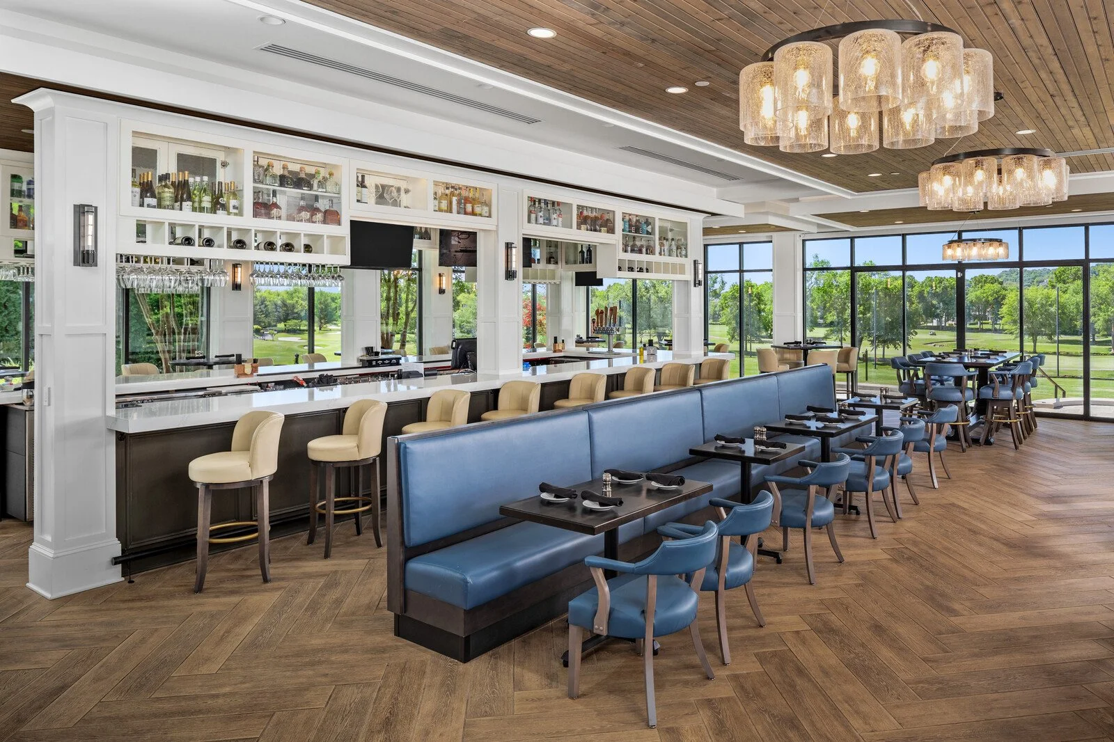 Country club clubhouse interior with event flooring