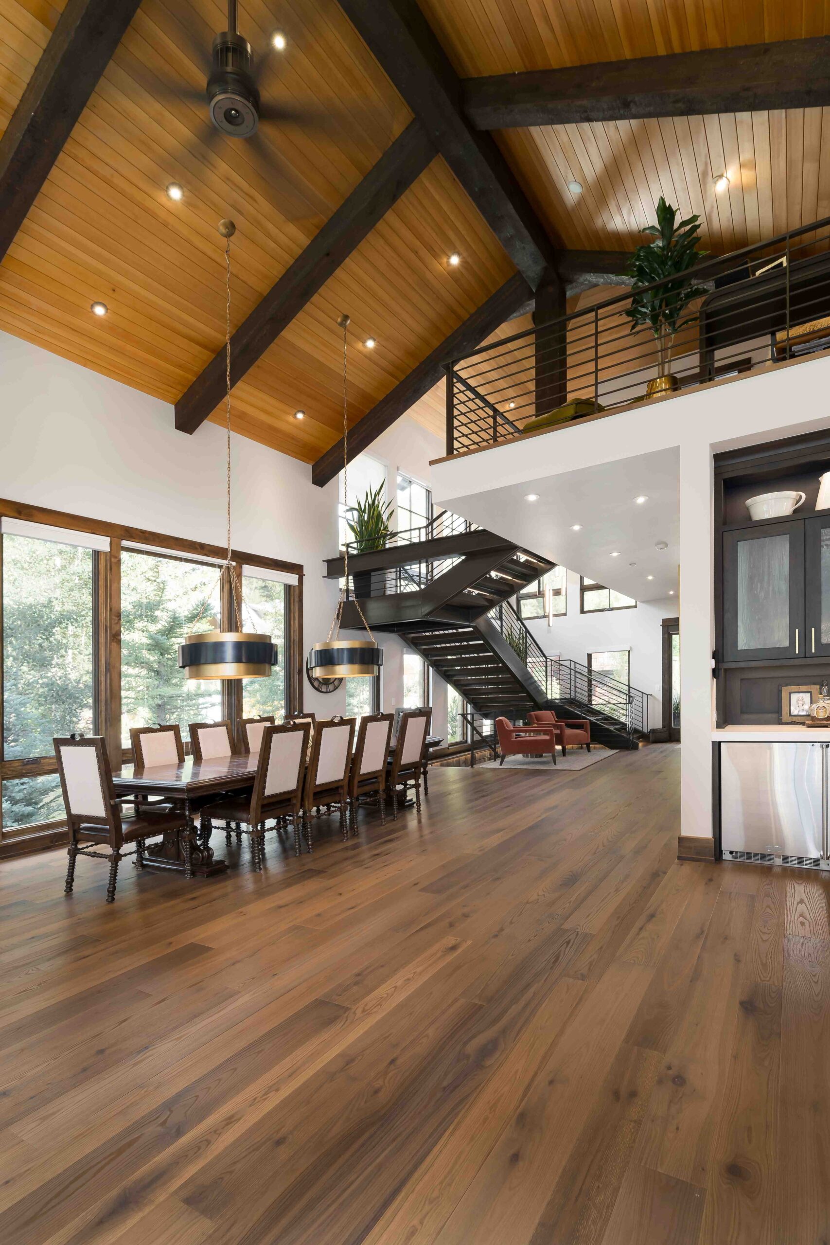 Retail space with elegant hardwood flooring installation