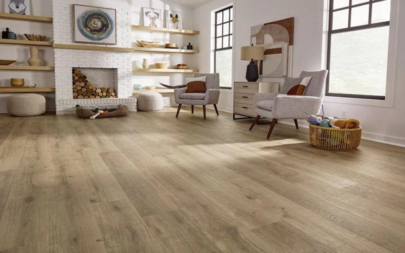 Living room with luxury vinyl plank flooring