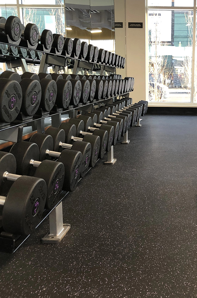 Modern gym with rubber flooring