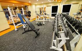 Fitness facility with specialized rubber flooring